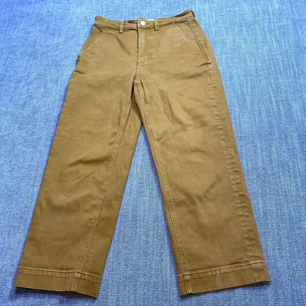 Everlane Straight Leg Cropped Pants Womens 2 Brown Regular Everyday Casual Wear